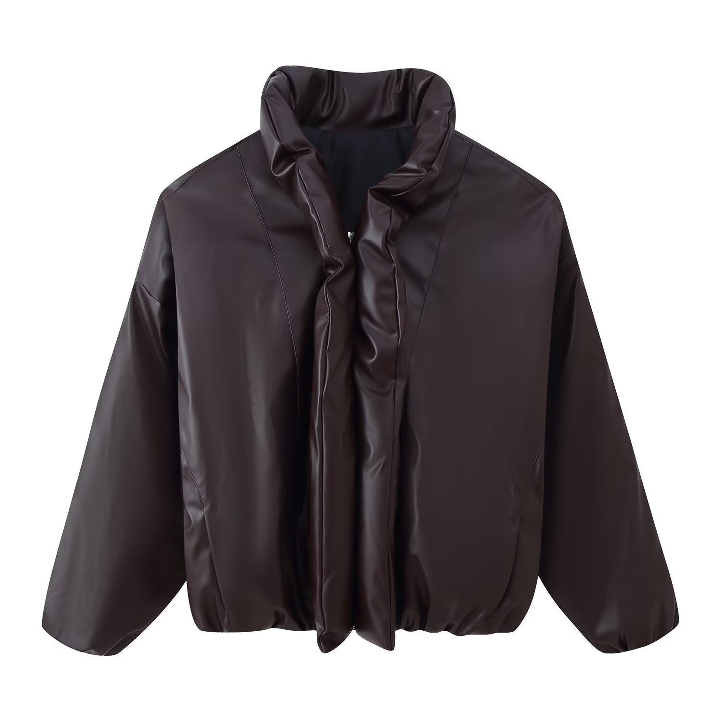 Damen Cropped Jacke Voluminöser Stehkragen Norvielle
