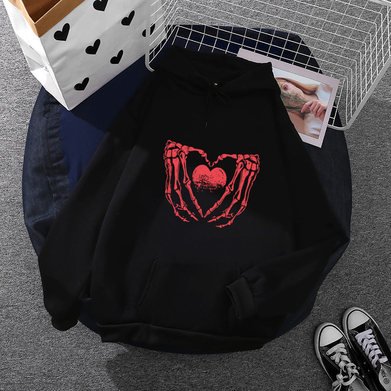 Unisex Oversized Kapuzenpullover Herz-Knochen-Design Norvielle