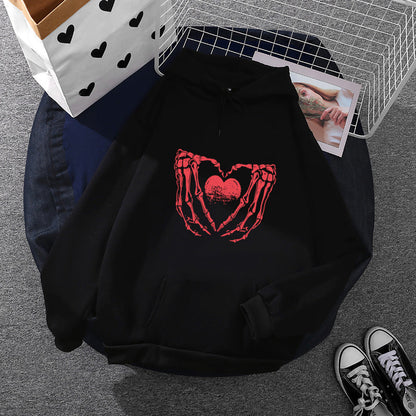 Unisex Oversized Kapuzenpullover Herz-Knochen-Design Norvielle