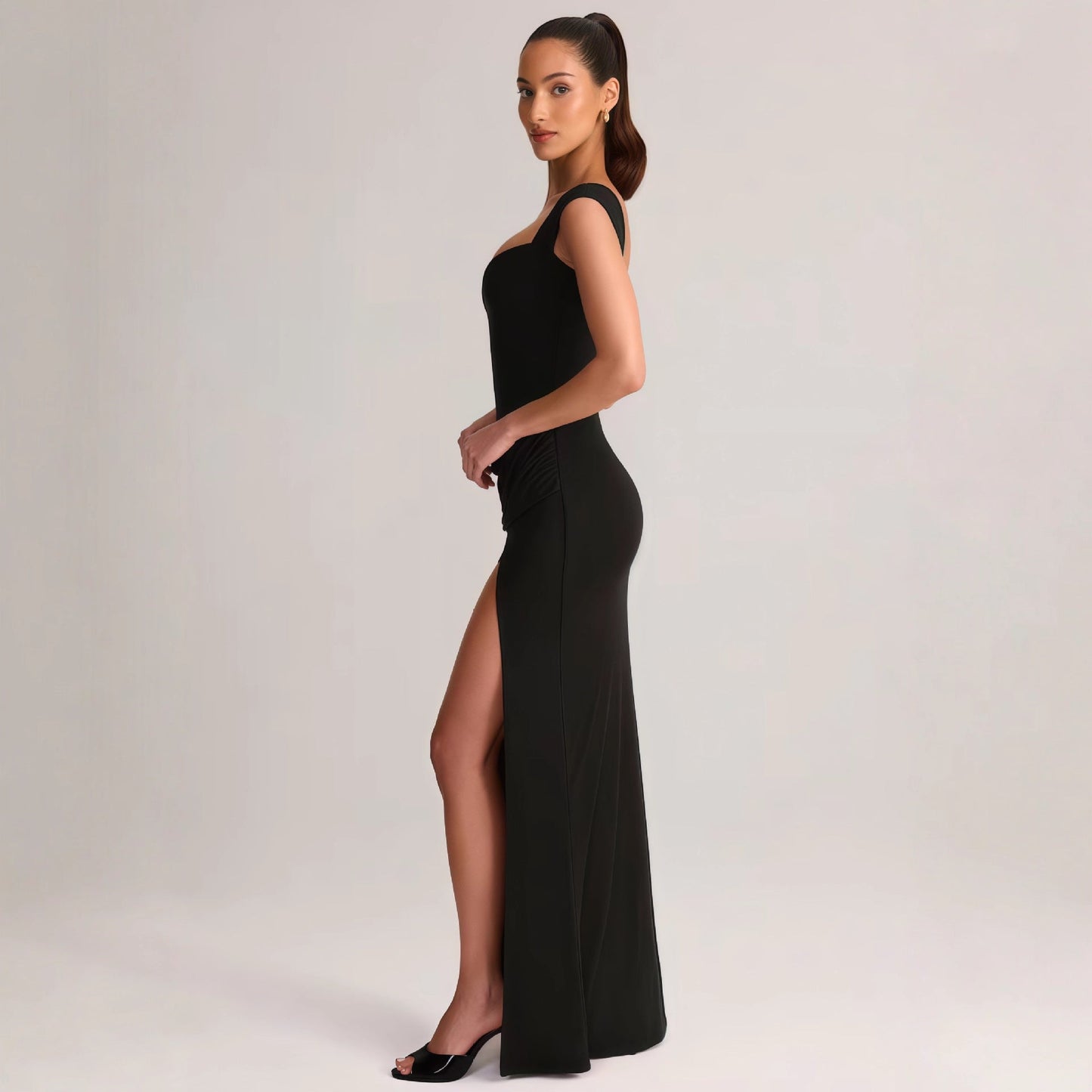 Damen Maxikleid V-Ausschnitt Seidenchiffon