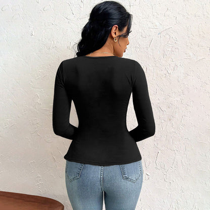 Damen Langarmshirt Asymmetrisch Raffung Norvielle