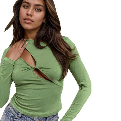 Damen Langarmoberteil Figurbetont Cut-Out-Design Norvielle