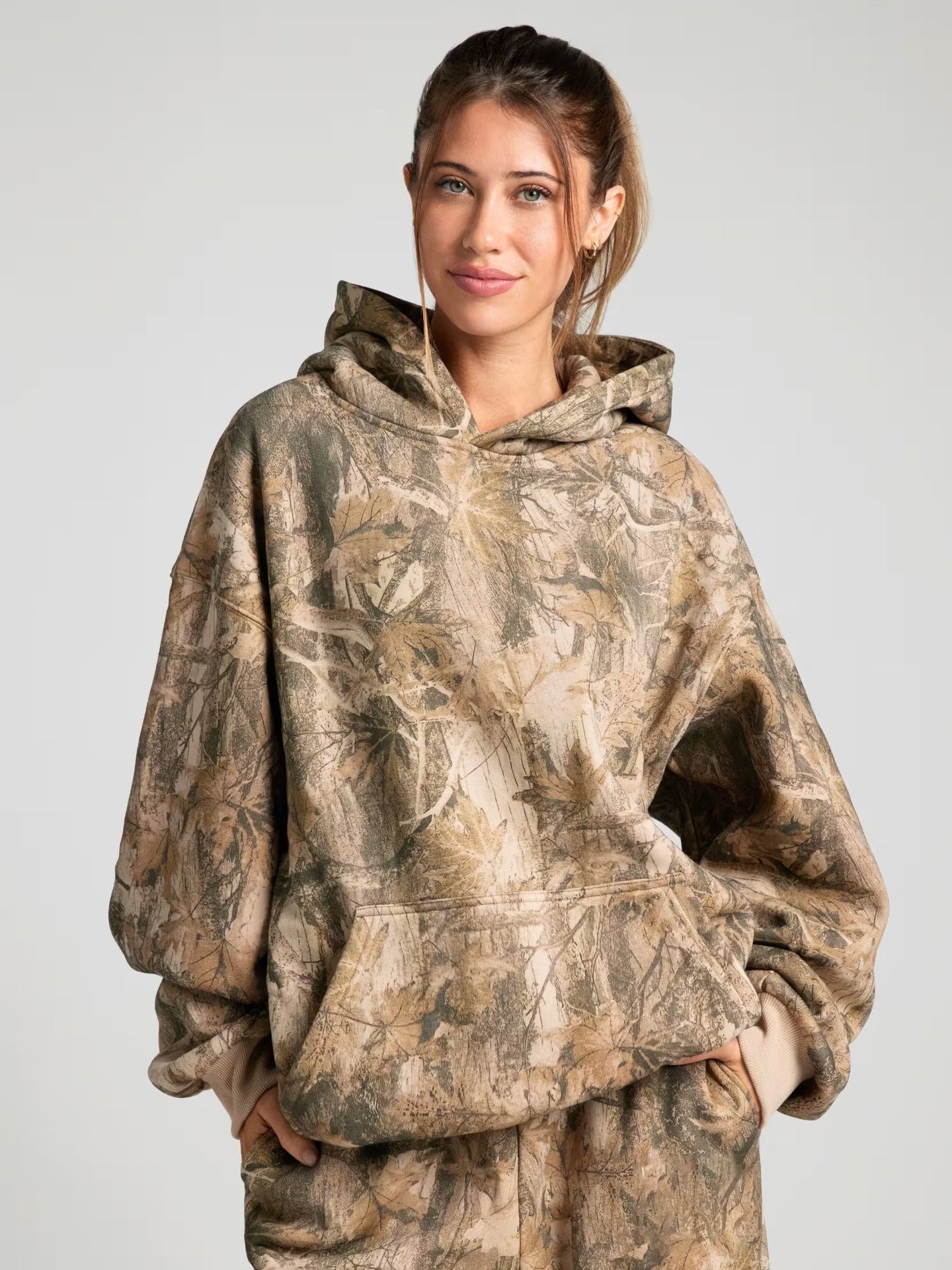 Damen Oversized Kapuzenpullover Camouflage Norvielle