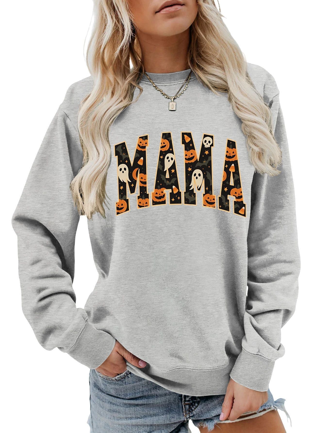 Damen Sweatshirt Halloween-Design Baumwolle Bequem
