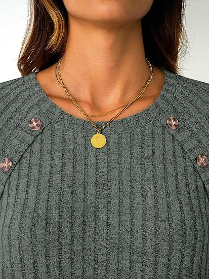 Damen Strickpullover Dekorative Knöpfe Norvielle