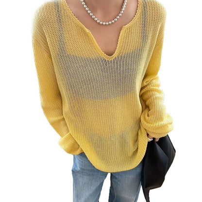 Damen Pullover V-Ausschnitt Lässig Norvielle
