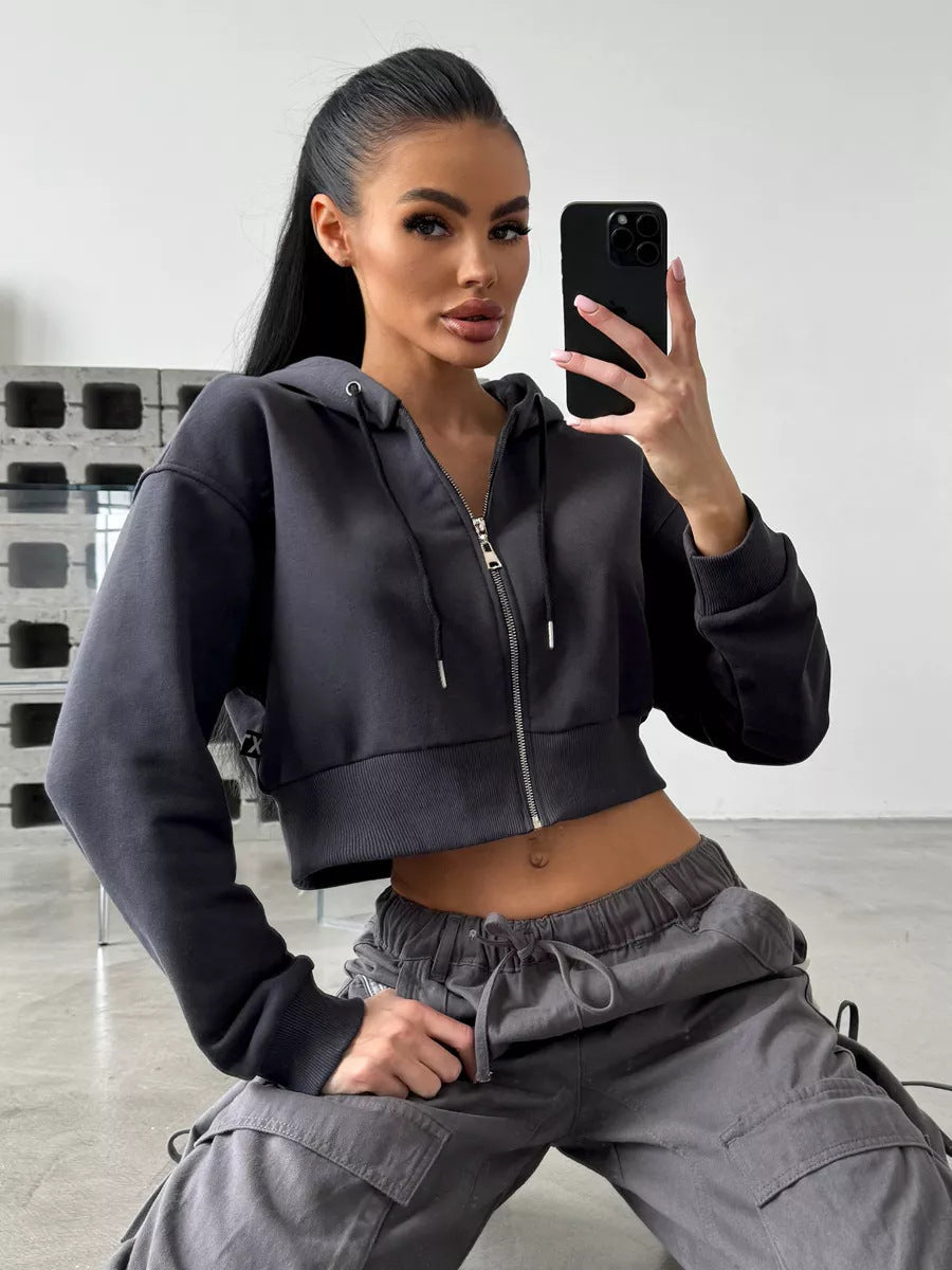 Damen Cropped Zip Hoodie Norvielle