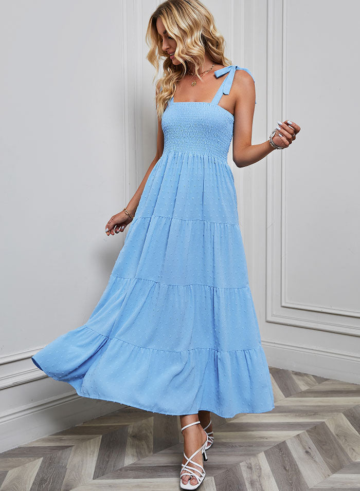 Damen Maxikleid Rüschenträger Schwingender Saum Norvielle