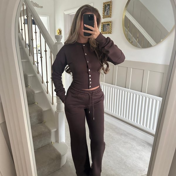 Damen Strick-Loungewear-Set mit Knöpfen Norvielle