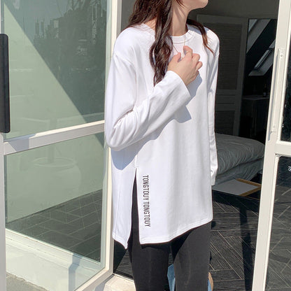 Damen Longsleeve-Shirt Asymmetrischer Schnitt Durchgehendes Design