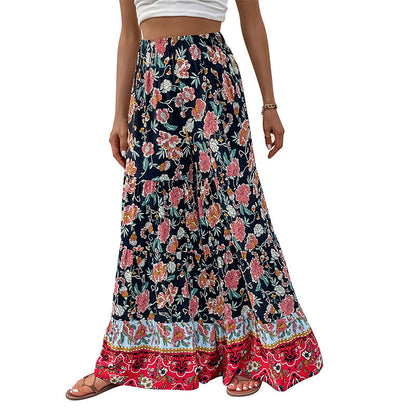 Damen Maxirock Floralmuster Ausgestellter Schnitt