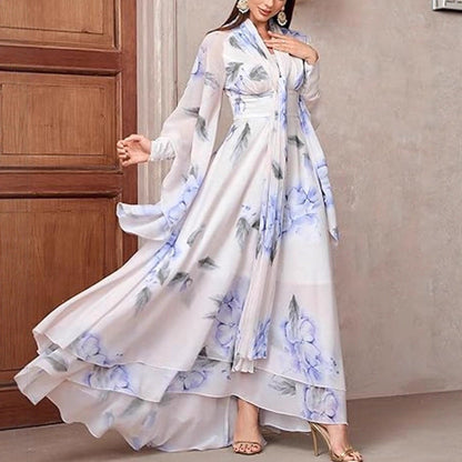 Damen Maxikleid Florales Design mit Volants