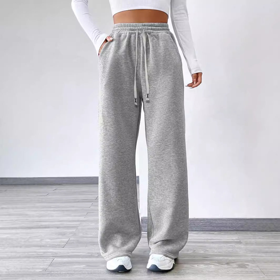 Damen Weite Freizeithosen Elastischer Bund Bequem Schwarz Norvielle - Norvielle
