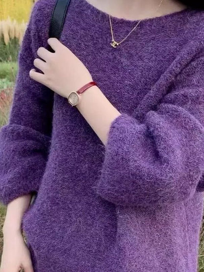 Damen Strickpullover Flauschig Weite Passform Norvielle
