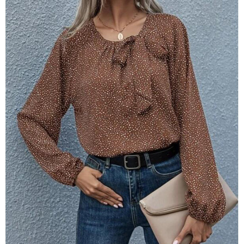 Damen Bluse Rüschendetail Allover-Muster Norvielle