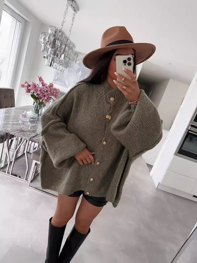 Norvielle Damen Oversize Strickjacke Bequem