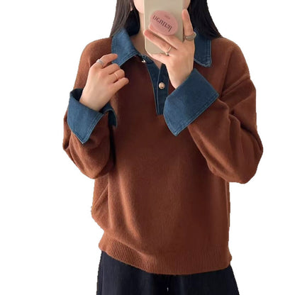 Damen Pullover Sportlicher Kragen Norvielle