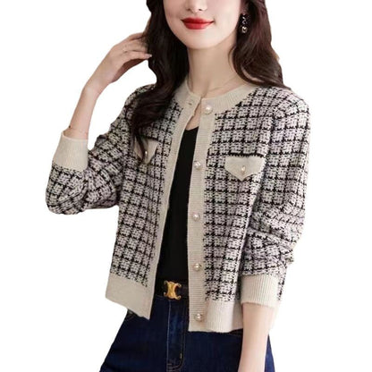 Damen Strickjacke Karomuster Norvielle