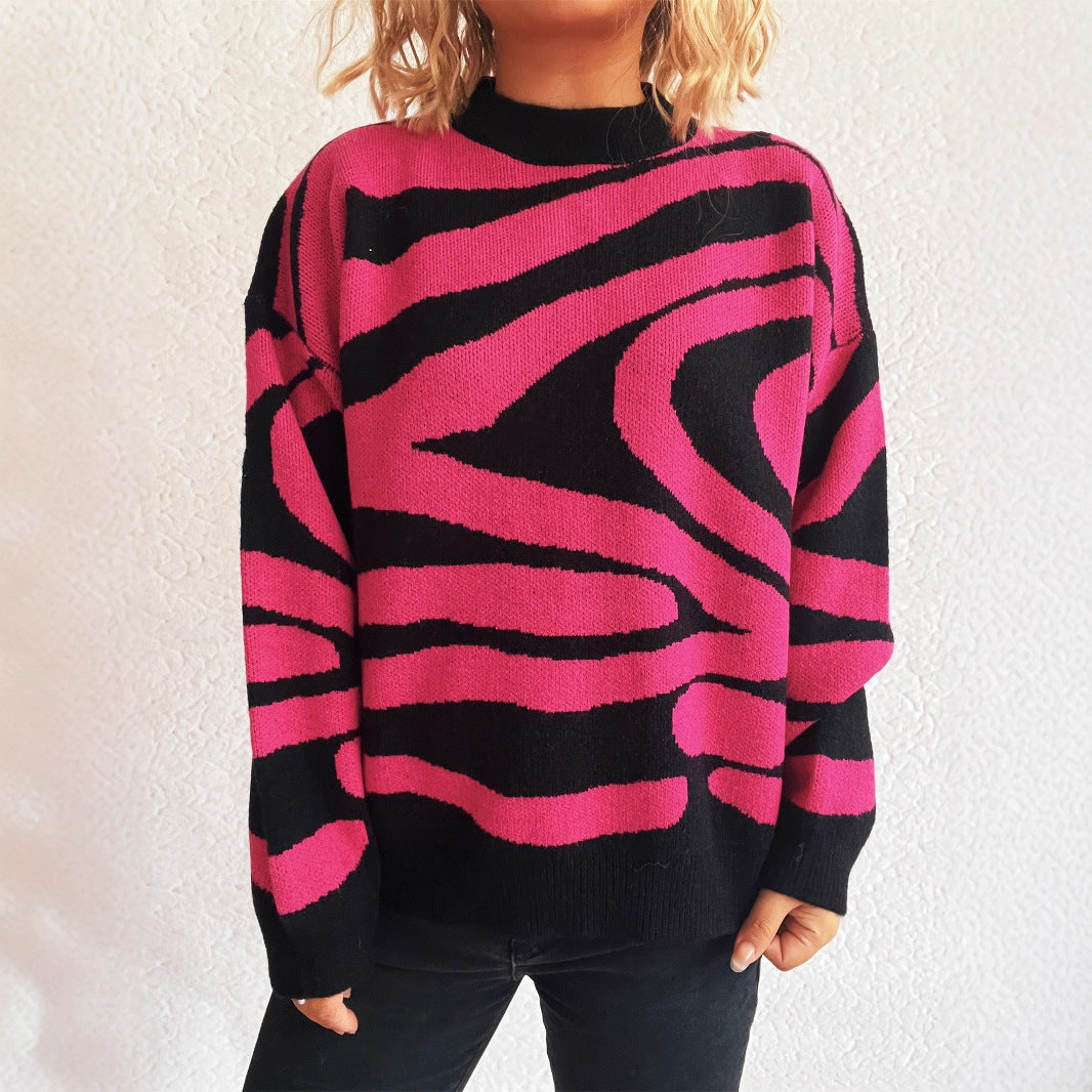 Damen Oversized Pullover Zebra Muster Kuschel Norvielle
