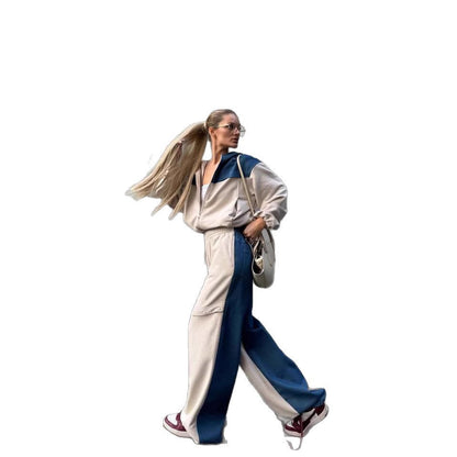 Damen Sportanzug Urban Style Lässige Jacke Weite Hose