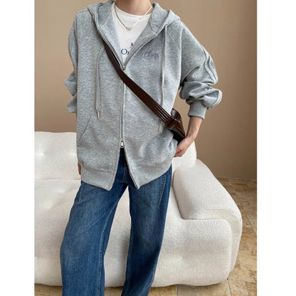 Damen Oversize Kapuzenjacke mit Reißverschluss Lässig