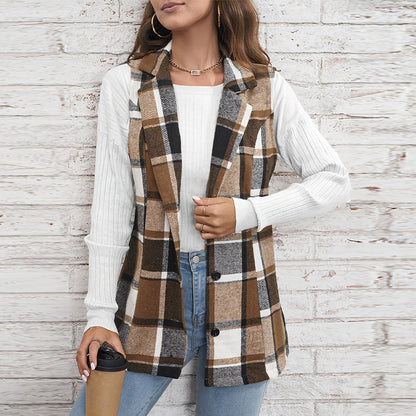 Damen Karoveste Slim Fit mit Taschen Norvielle