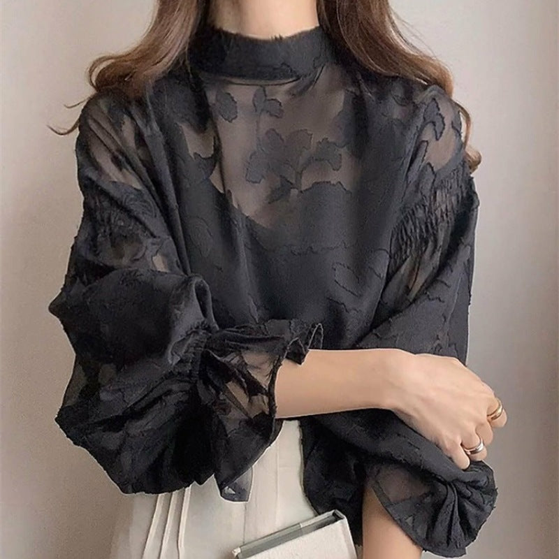 Damen Bluse mit Stickmuster Voluminöse Ärmel Norvielle - Norvielle