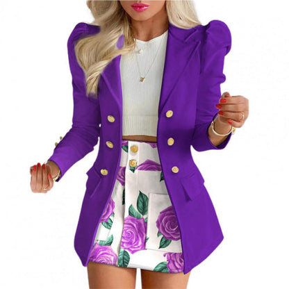 Damen Blazer mit gebauschten Ärmeln und goldenen Knöpfen Norvielle