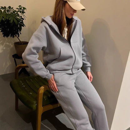 Damen Fleece-Sweatanzug mit Kapuze Bequem Norvielle