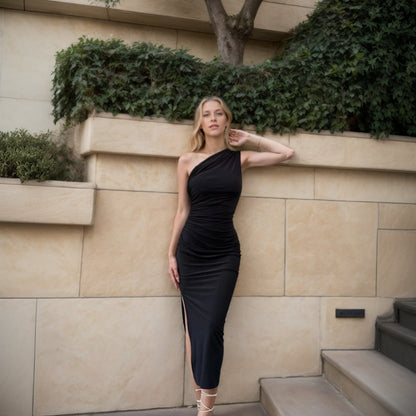 Damen Wickelkleid Asymmetrischer Ausschnitt Rüschen-Finish Norvielle