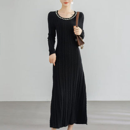 Damen Strickkleid Zopfmuster Dekorativ Norvielle