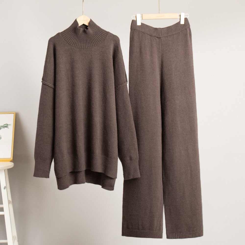 Damen Strickensemble Weiter Schnitt Hoher Kragen Norvielle