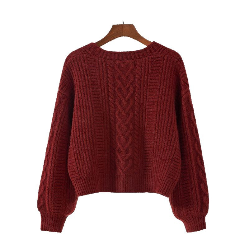 Damen Strickjacke Zopfmuster Extravagante Knöpfe Norvielle