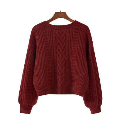 Damen Strickjacke Zopfmuster Extravagante Knöpfe Norvielle
