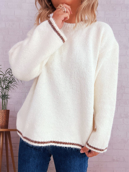 Damen Strickpullover Weiches Material Lässiger Schnitt Beige