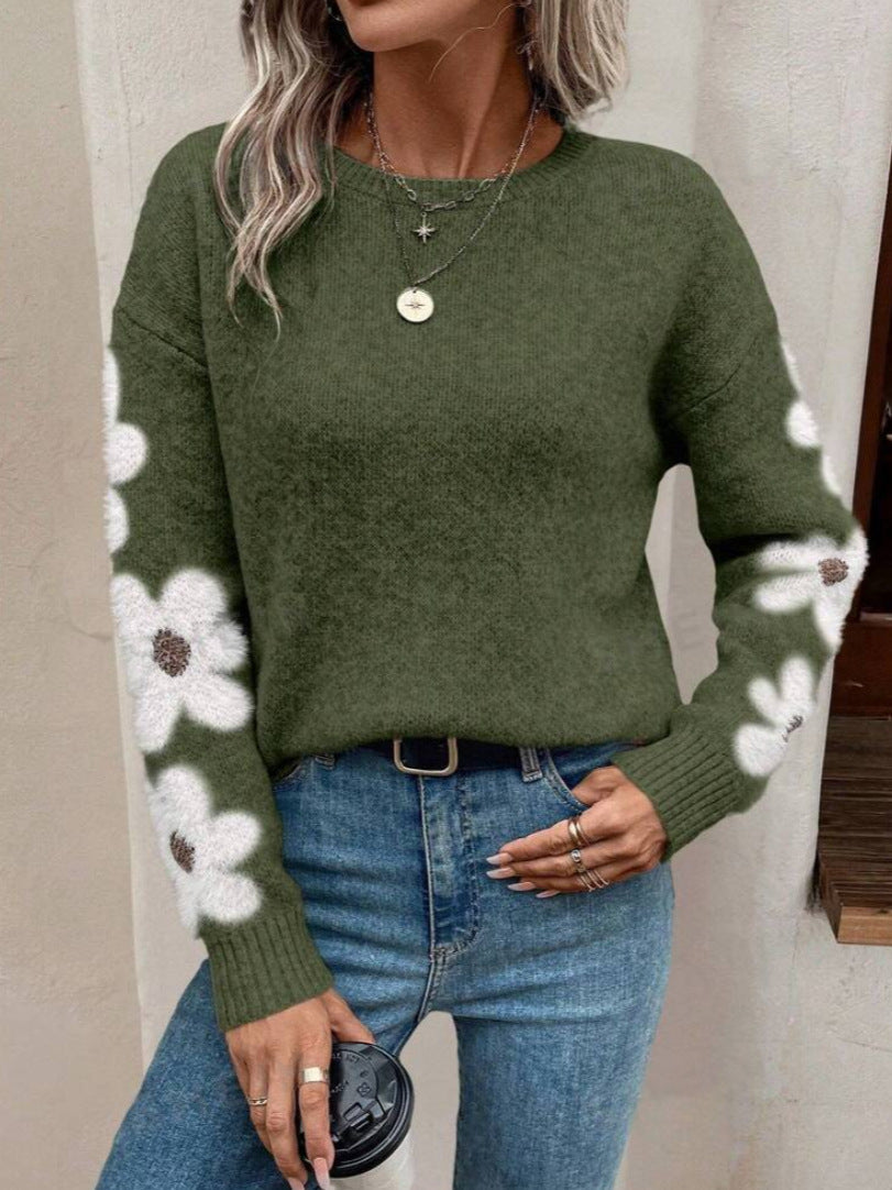 Damen Pullover Floralmuster Strukturiertes Jersey Norvielle