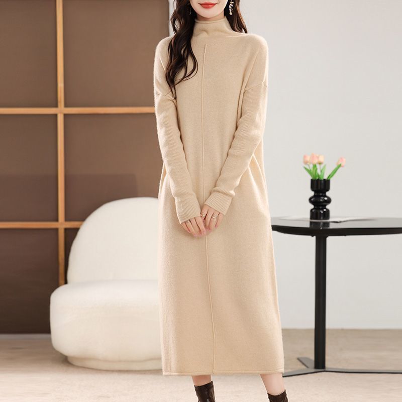 Damen Strickkleid Hochkragen Norvielle