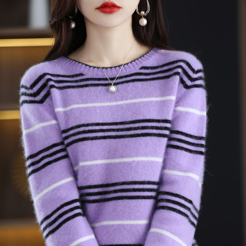 Damen Streifenpullover Modern Gemütlich Norvielle