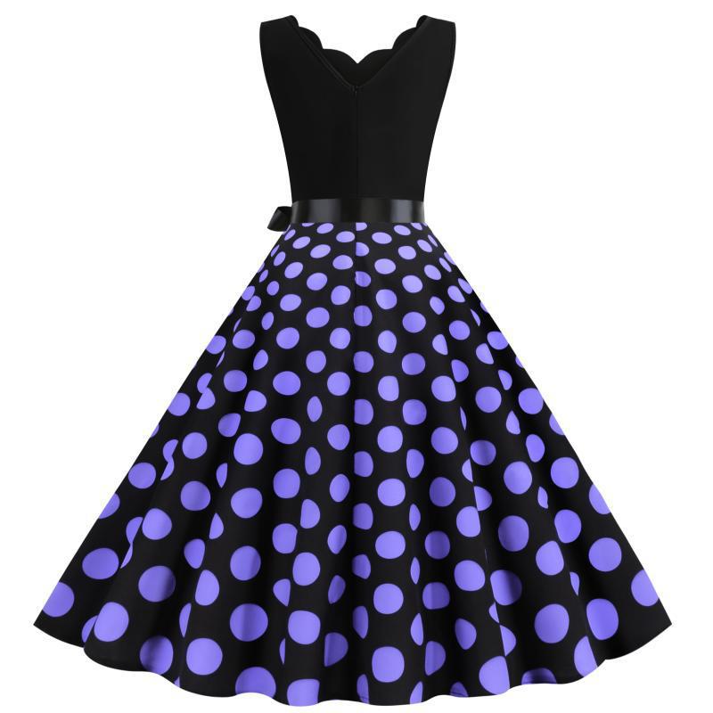 Damen Midi-Kleid Polka-Dots-Muster Tailliert