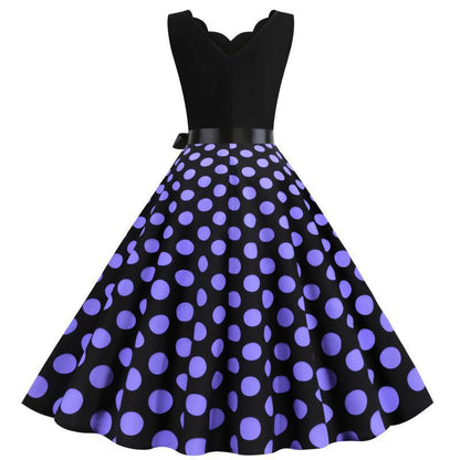 Damen Midi-Kleid Polka-Dots-Muster Tailliert