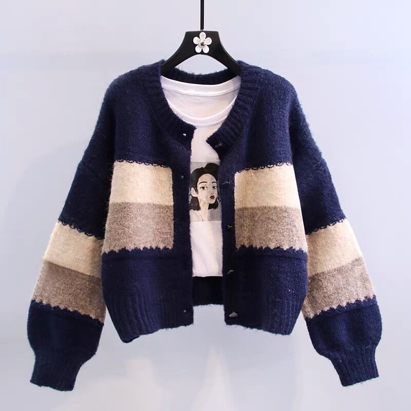 Damen Strickjacke Kontraststreifen Norvielle