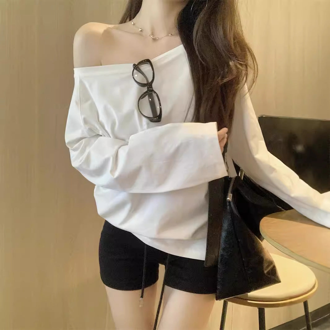 Damen Off-Shoulder Langarmshirt Norvielle
