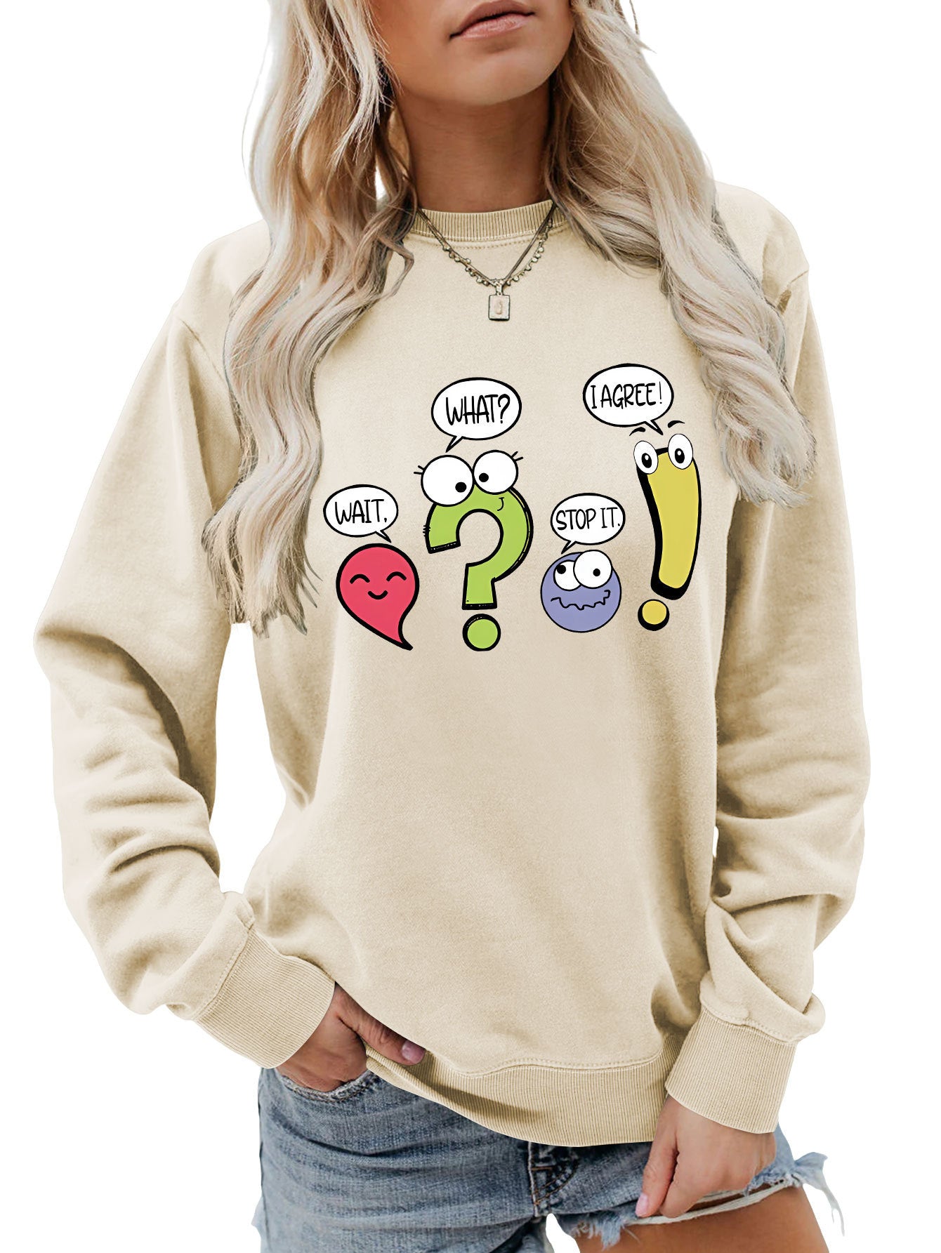 Damen Pullover Lässig Humorvolles Motiv Norvielle