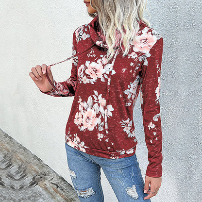 Damen Pullover Floralmuster Hochkragen Norvielle