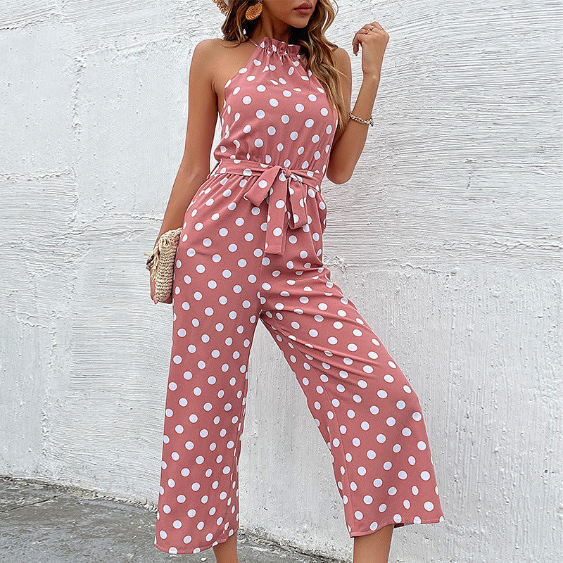 Damen Jumpsuit Modern Punkte Verspielter Gürtel Norvielle