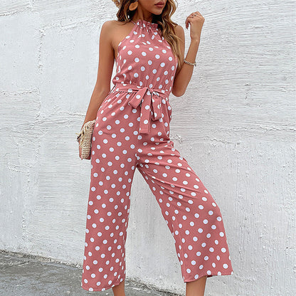 Damen Jumpsuit Modern Punkte Verspielter Gürtel Norvielle