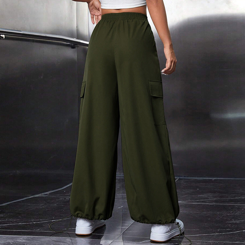 Damen Cargo-Hose Elastischer Bund Weite Beine Norvielle