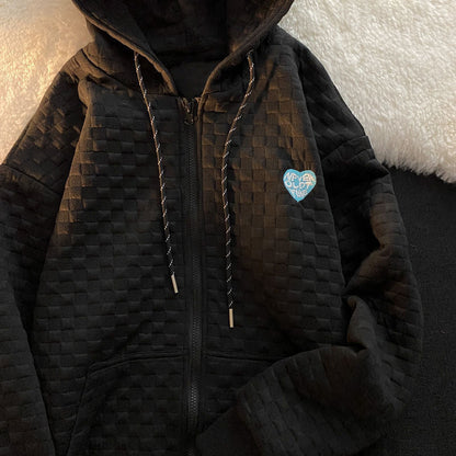 Damen Kapuzenjacke Strukturiertes Material Praktische Taschen