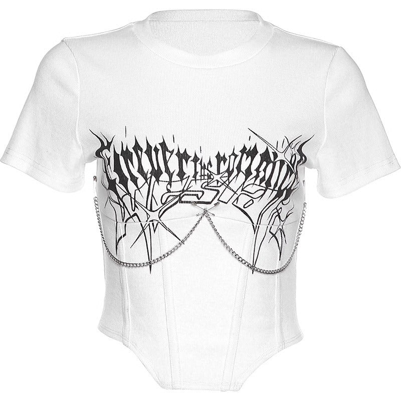 Damen Cropped Künstlerdruck Figurbetont Norvielle