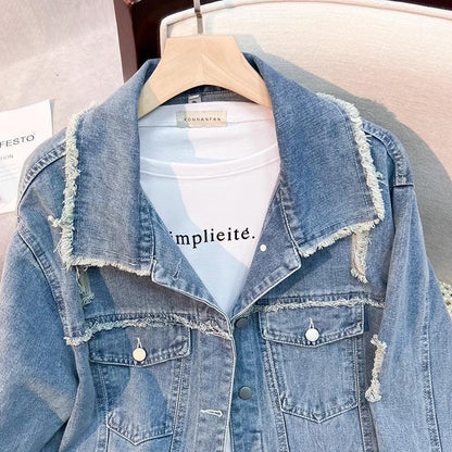 Damen Denimjacke mit Fransen